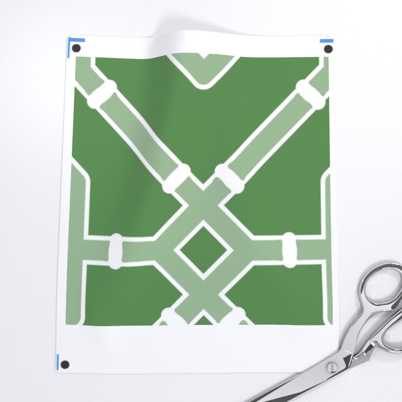 Preppy Grandmillennial Trellis Bamboo Maximalism Chinoiserie Geometric Green And White Glam Southern Coastal Tropical Custom Printed Fabric by Spoonflower Various Fabrics by the Yard or Fat Quarter
